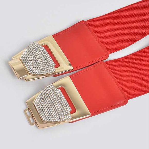 Crystal Bow Tie Elastic Waist Statement Belt - Picture 6 of 7